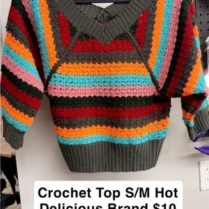 Hot Delicious Multicolor Crochet Sweater Fall Vibes!